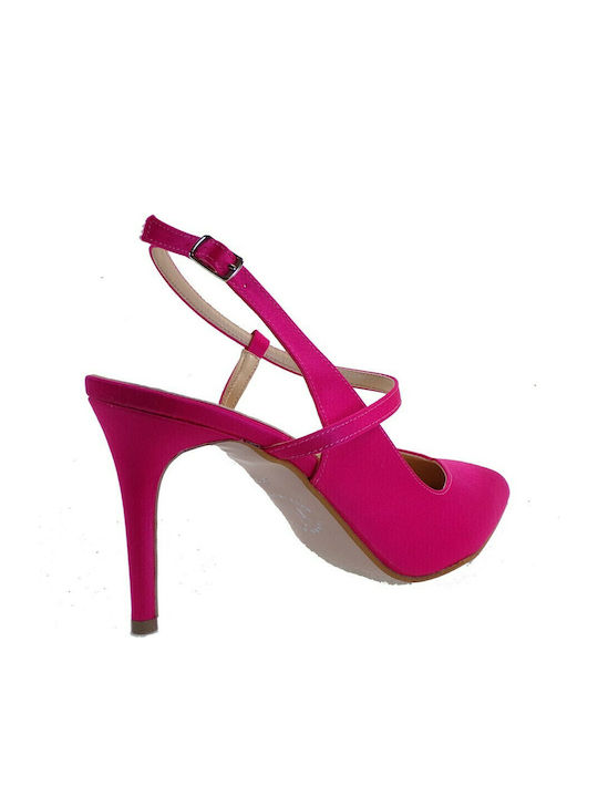 Satin Pumps mit Stiletto Absatz Fuchsie