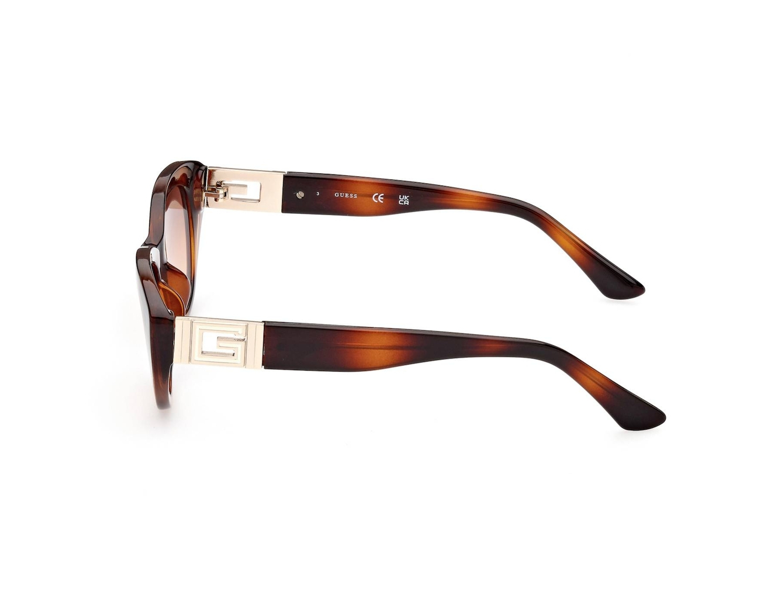 Guess Women's Sunglasses with Brown Tartaruga Metal Frame and