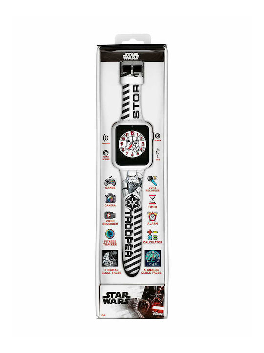 Disney Ceas digital pentru copii Storm Trooper cu curea din cauciuc/plastic Alb