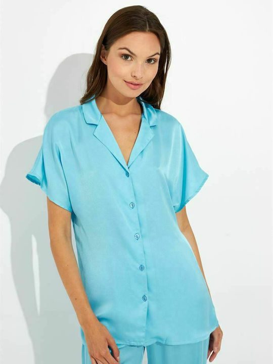 Harmony Summer Women's Pyjama Set Satin Turquoise