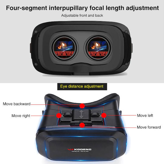 Kodeng G06EA VR Headset for Mobile from 4" to 7" with Gamepad