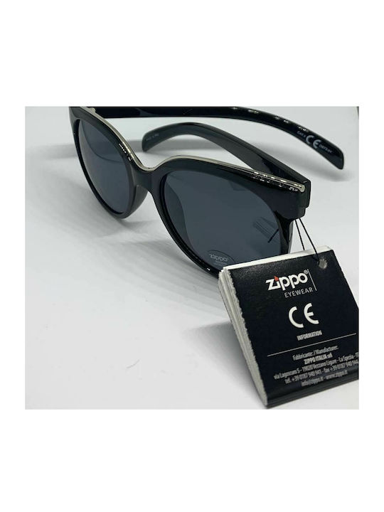 Zippo Men's Sunglasses with Black Plastic Frame and Black Lens OB73-01