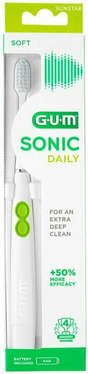 GUM Sonic Daily Soft 4100 Electric Toothbrush Battery White