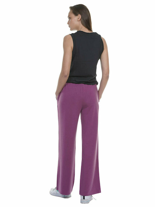 Body Action Women's Wide Sweatpants Purple