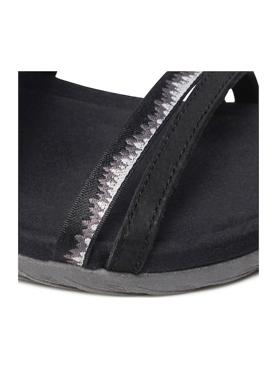 Terran 3 Leather Women's Flat Sandals Sporty in Black Color
