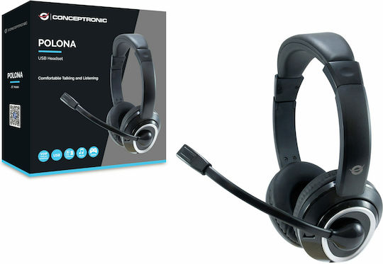 Conceptronic POLONA01B On Ear Multimedia Ακουστικά με μικροφωνο και σύνδεση USB-A