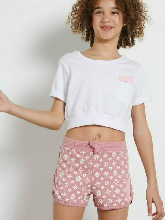 BodyTalk Kinder-Crop-Top Kurzarm Weiß