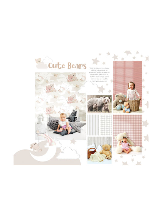 Loukianos Wallpapers Kids Wallpaper Fabric Mondo Baby Cute Bears 65 Blue L53xH1005εκ.