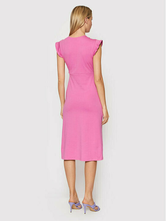 Only May Summer Midi Dress Sleeveless Wrap Pink