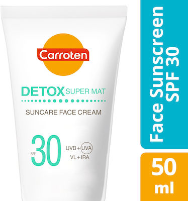 Carroten Detox Super Mat Αδιάβροχη Αντηλιακή Κρέμα Προσώπου SPF30 50ml