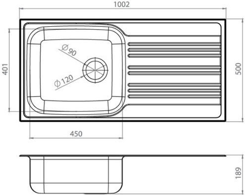 Donau 183DE Ένθετος Inox Σατινέ Μ100xΠ50cm Ασημί