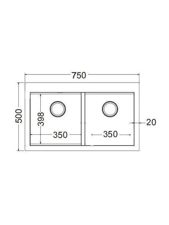 Asil AS 390 Υποκαθήμενος Νεροχύτης Inox Σατινέ Μ75xΠ50.5cm Ασημί