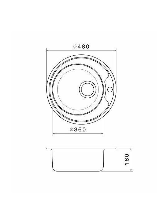 Donau 107DE Drop-In Chiuvetă Inox Satinat L48xW48cm Argintiu