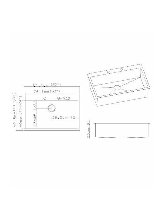 Asil AS 248 Ισόπεδος Νεροχύτης Inox Σατινέ Μ81.1xΠ49.5cm Ασημί