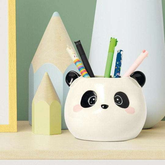 Ceramic Pencil Holder Desk Friends in White Colour 11.4x9.2x11.2cm