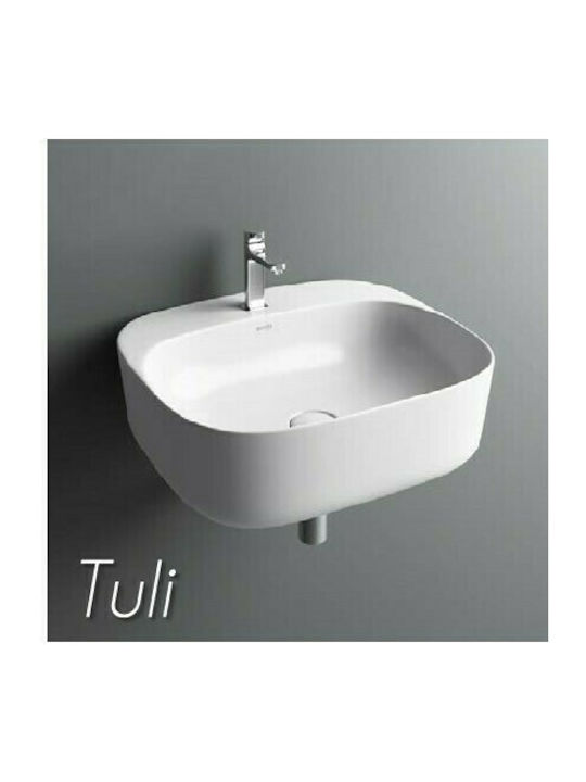 Soncera Tuli Wall Mounted Wall-mounted / Vessel Sink Porcelain 45x40x15cm White