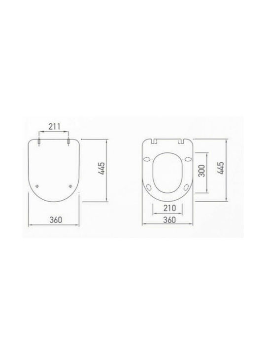 Tema Καπάκι Λεκάνης Slim Soft Close από Βακελίτη 44.5x36cm Λευκό