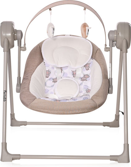 Lorelli Elektrisch Baby Relax Schaukel Twinkle mit Musik und Vibration Beige Rhino für Kind bis 9kg