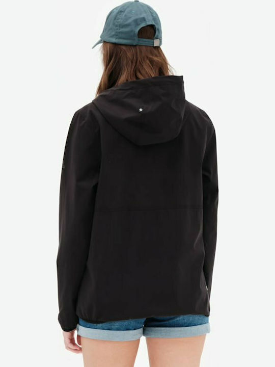 Women's Short Lifestyle Jacket for Spring or Autumn with Hood Black