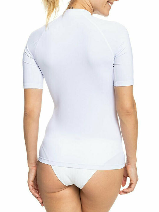 Roxy Whole Hearted Γυναικεία Κοντομάνικη Αντηλιακή Μπλούζα Λευκή