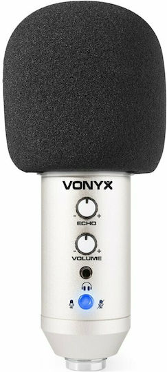 Vonyx CM320 Condenser Microphone Shock Mounted for Vocals in Silver Color