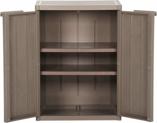 Double Door Wardrobe Plastic with 2 Shelves Brown 65x45x88cm