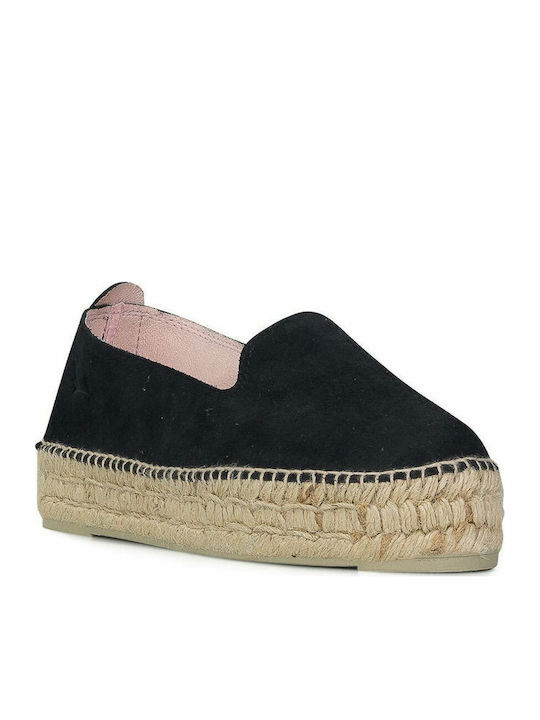Hamptons Suede Γυναικείες Εσπαντρίγιες σε Μαύρο Χρώμα