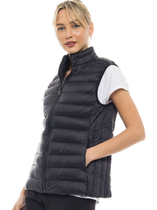 Women's Short Puffer Jacket for Spring or Autumn Black