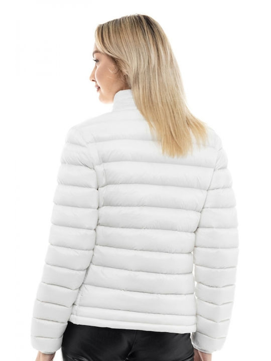 Biston Kurz Damen Puffer Jacke für Winter Weiß