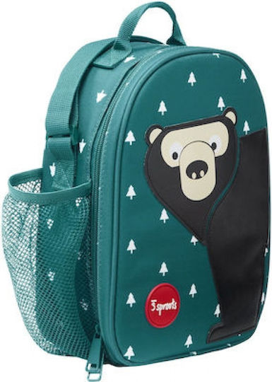 3 Sprouts School Insulated Shoulder Lunch Bag 3.5L Green 20.5x9.5x26.7cm
