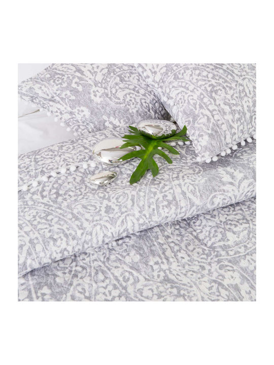 Borea Maya Set Coverlet Queen Size Microfiber GRI 220x240cm 3pcs