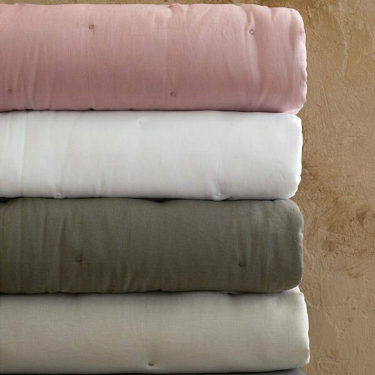 Nima Linen Coverlet Queen Size Light Gray 240x260cm