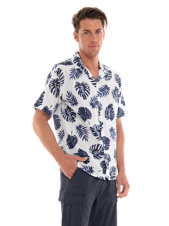 Jack & Jones Herrenhemd Kurzärmelig Blumen Cloud Dancer