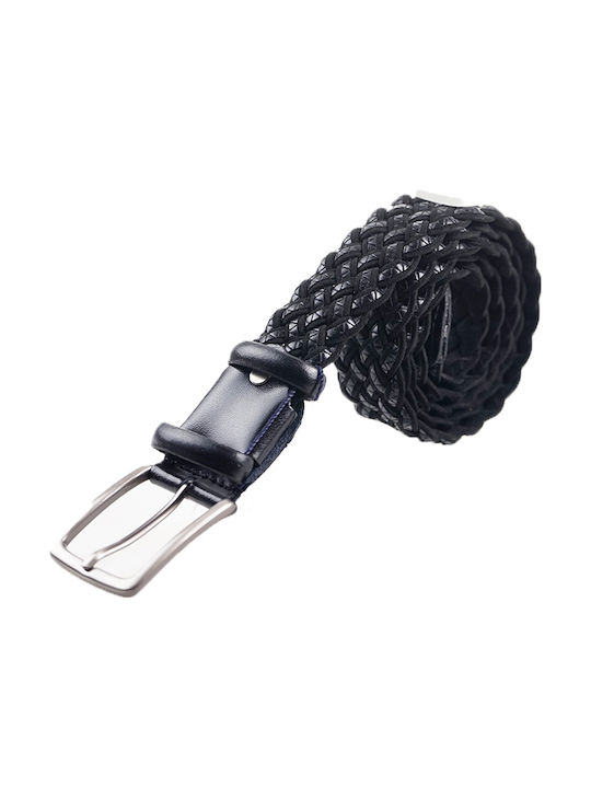 Men's Knitted Artificial Leather Belt Black