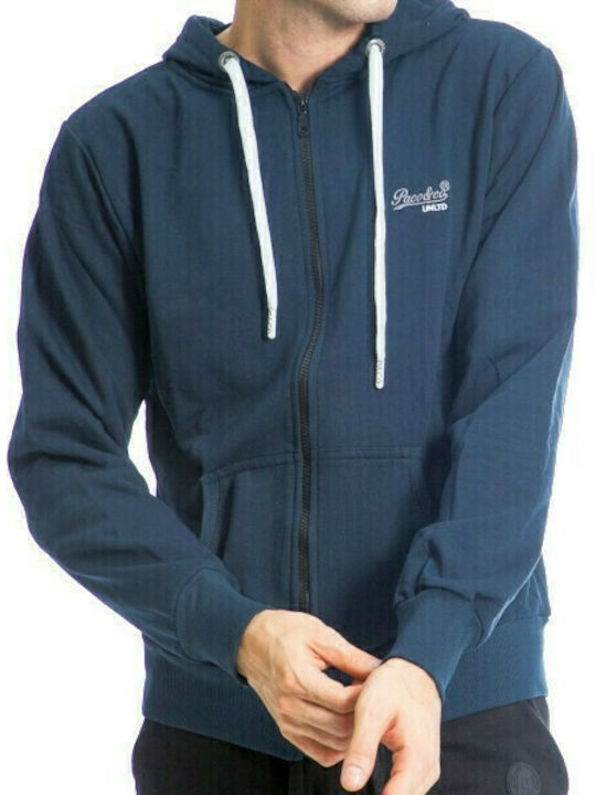 Paco & Co Men's Sweatshirt Jacket with Hood and Pockets Navy Blue