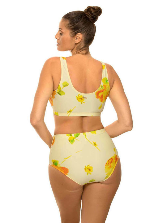 Marko Bikini Set Sports Bra & Boxer Bottom Asani Yellow Floral