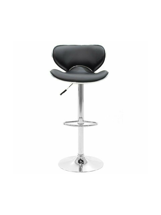 Stools Bar Collapsible with Backrest Upholstered with Faux Leather Smile Black / Silver 1pcs 45x46x64cm