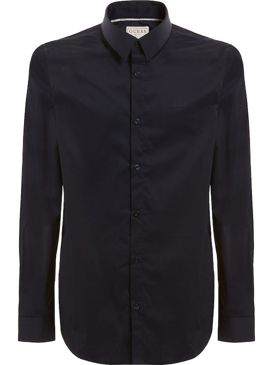 Sunset Long Sleeve Shirt In Narrow Fit Dark Blue