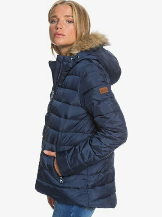 Rock Peak Women's Long Puffer Jacket Waterproof for Winter with Hood INDIGO