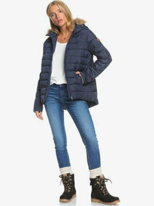 Rock Peak Women's Long Puffer Jacket Waterproof for Winter with Hood INDIGO