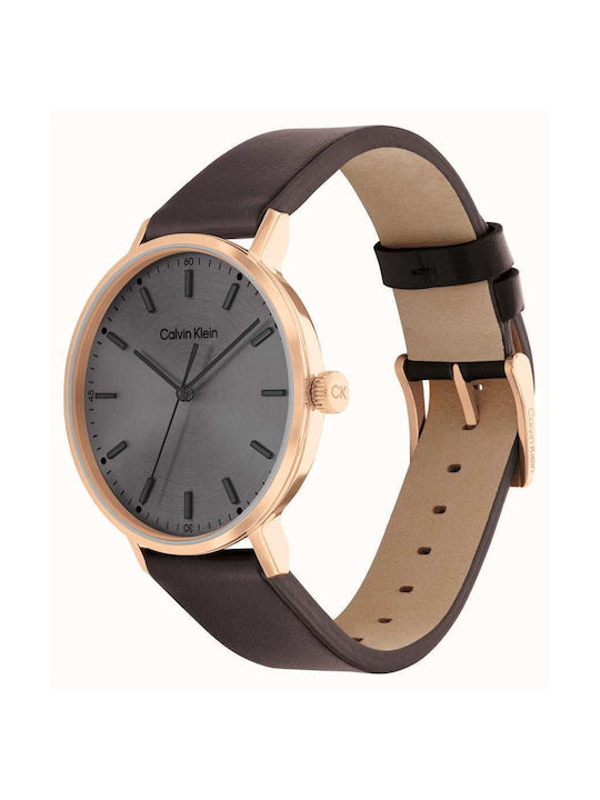 Calvin Klein Modern Watch Battery with Brown Leather Strap