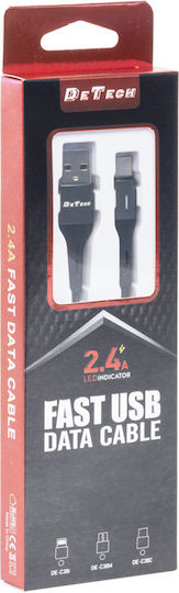 DE-C38M Braided USB 2.0 to micro USB Cable Μαύρο 1m (40197)