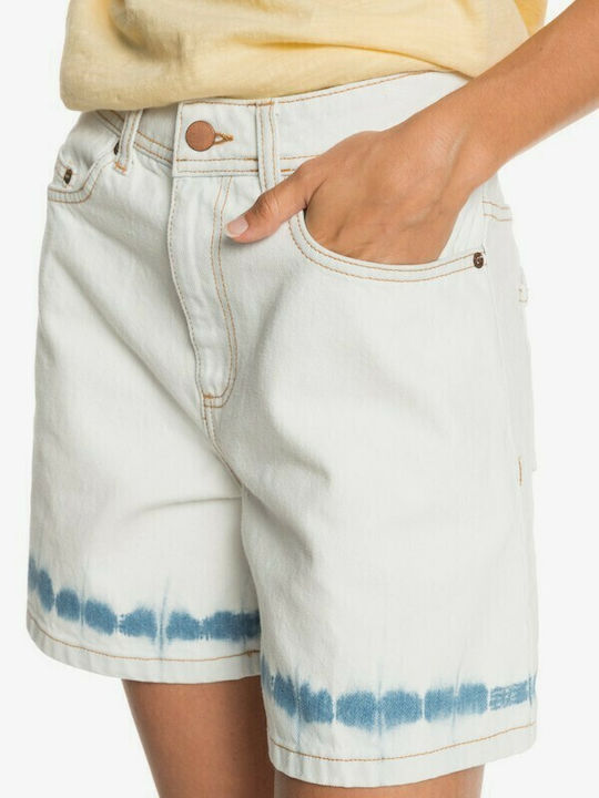 Morning Splendour Vintage Γυναικείο Τζιν Ψηλόμεσο Σορτς Off White
