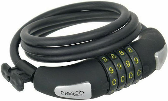 Dresco Cable Locker 4 Digit Combination Bicycle Cable Lock with Combination Black 120cm Ø8mm
