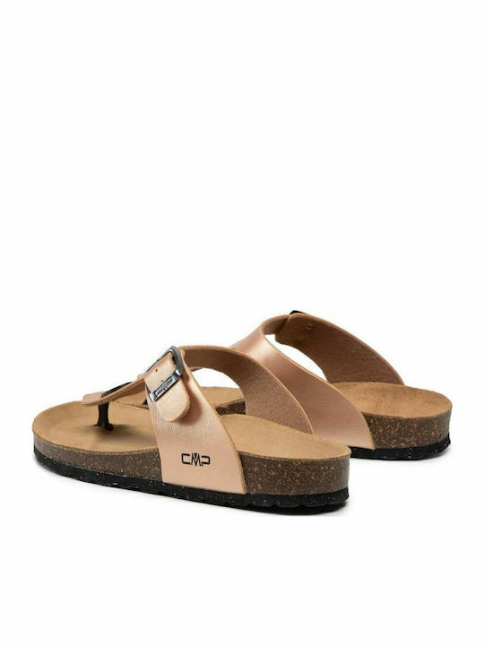 Mymosa Cipria Flache Sandalen für Damen Rosa Gold
