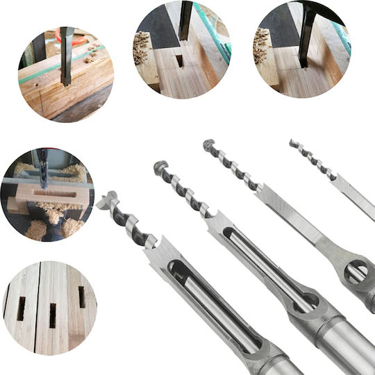 SKS Tools Set 4 Quadruple Drills with Cylindrical Shank for Wood