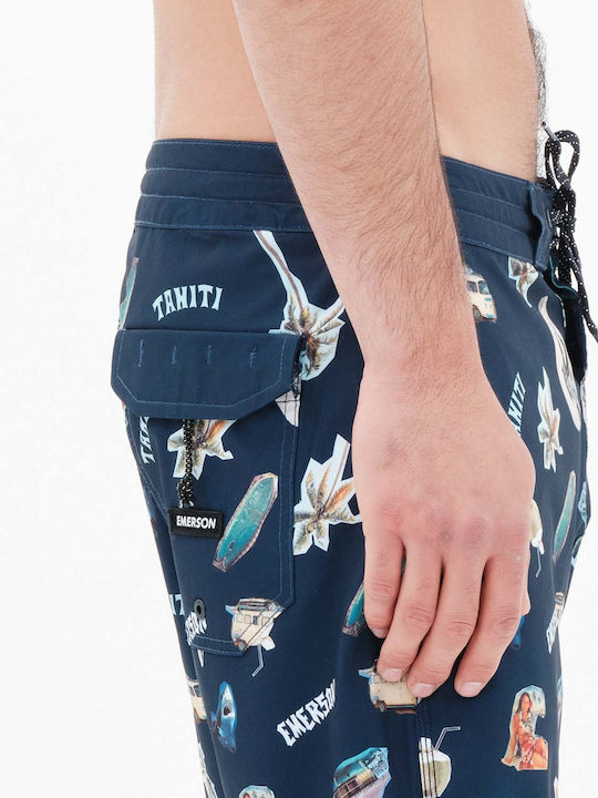 Men's Swimwear Bermuda Navy Blue with Patterns
