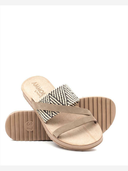 Paros Women's Flat Sandals in Brown Color