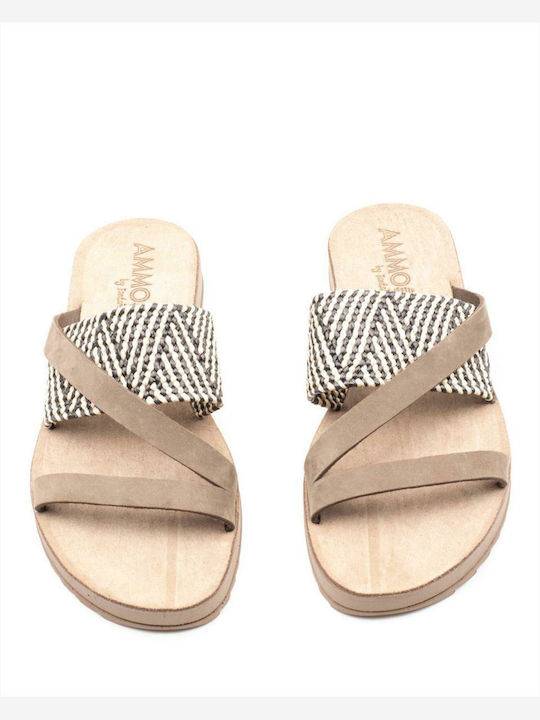 Paros Women's Flat Sandals in Brown Color