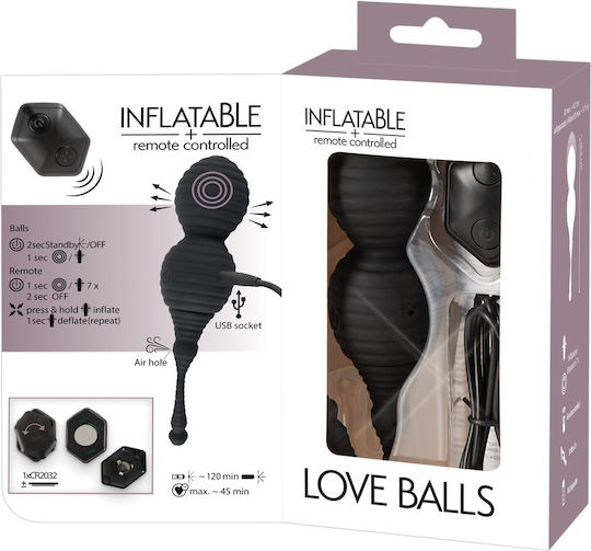 You2Toys Inflatable & Remote Controlled Love Balls Ασύρματες Κολπικές Μπάλες με Δόνηση Black
